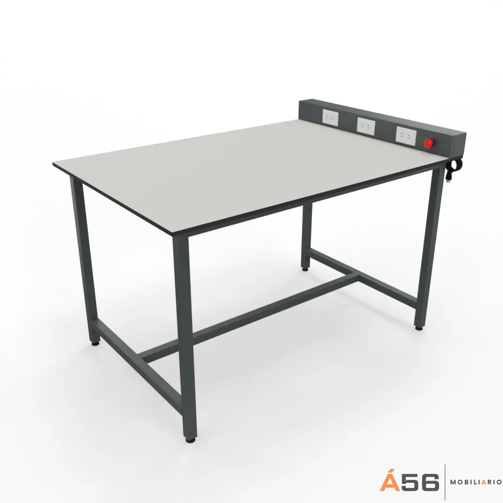 MESA LABORATORIO CON CONECTIVIDAD LATERAL - 150X100X90