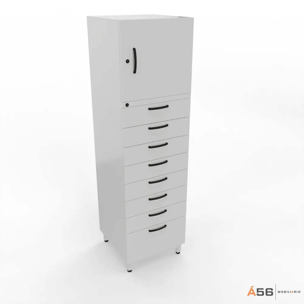 GABINETE 8 CAJONES 1 PUERTA PARA MUESTRAS Y CONTRAMUESTRAS EN ACERO GALVANIZADO - 60X60X210